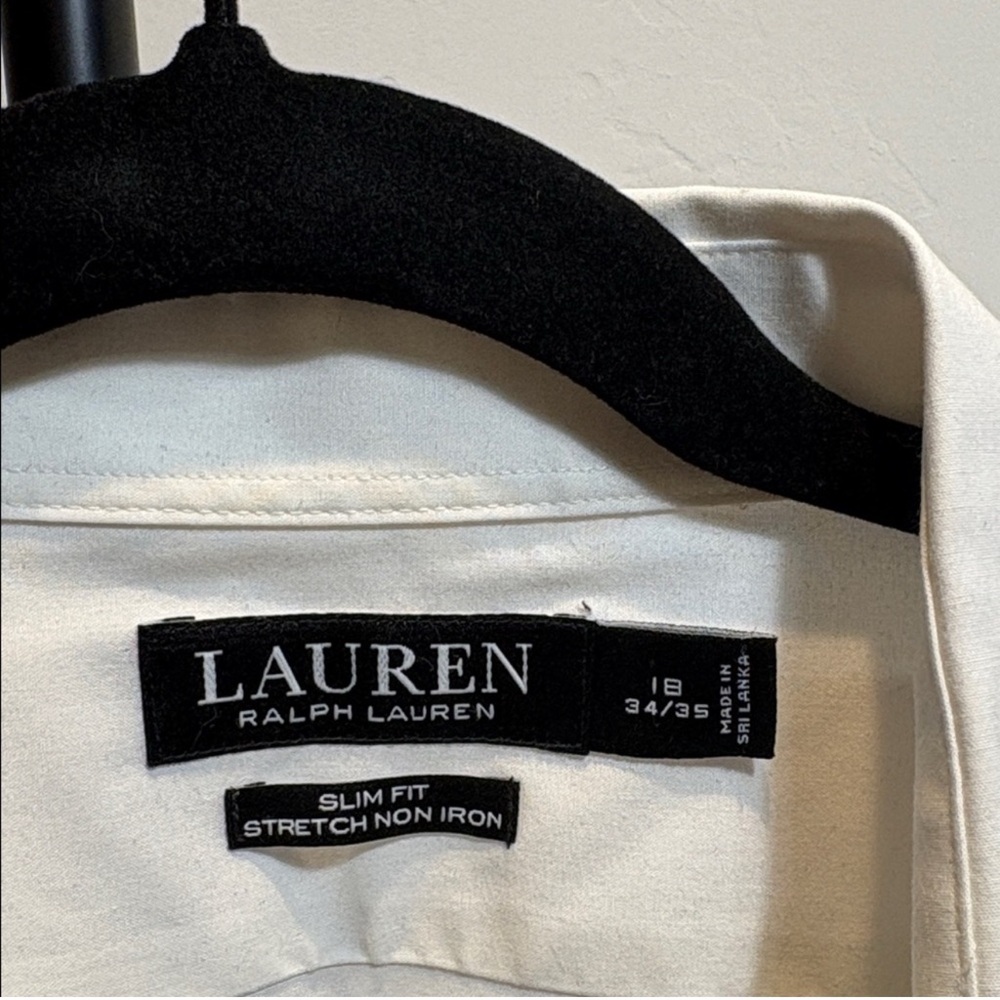 👔 Lauren Ralph Lauren Slim Fit Stretch Non-Iron Dress Shirt | Men’s 18 👔 - Picture 3 of 4
